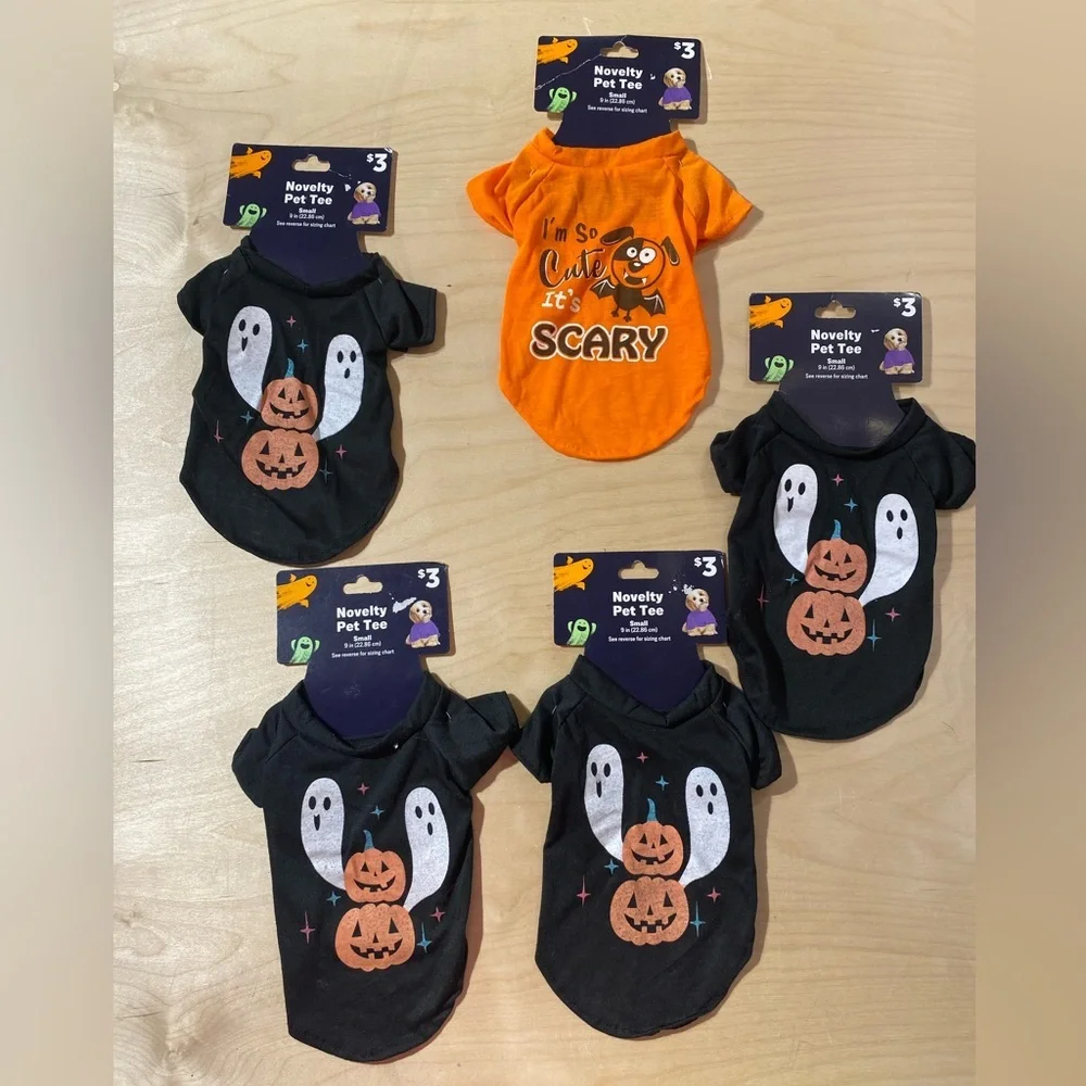 5 Halloween Pet Tees - Orange and Black Small 9 inches ( NL)